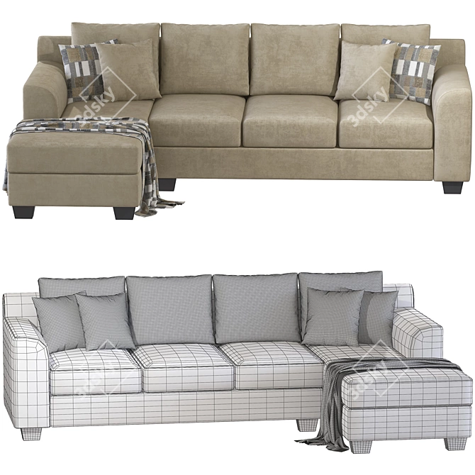 Ardsley Pewter 3-Piece Sectional 3D model image 5