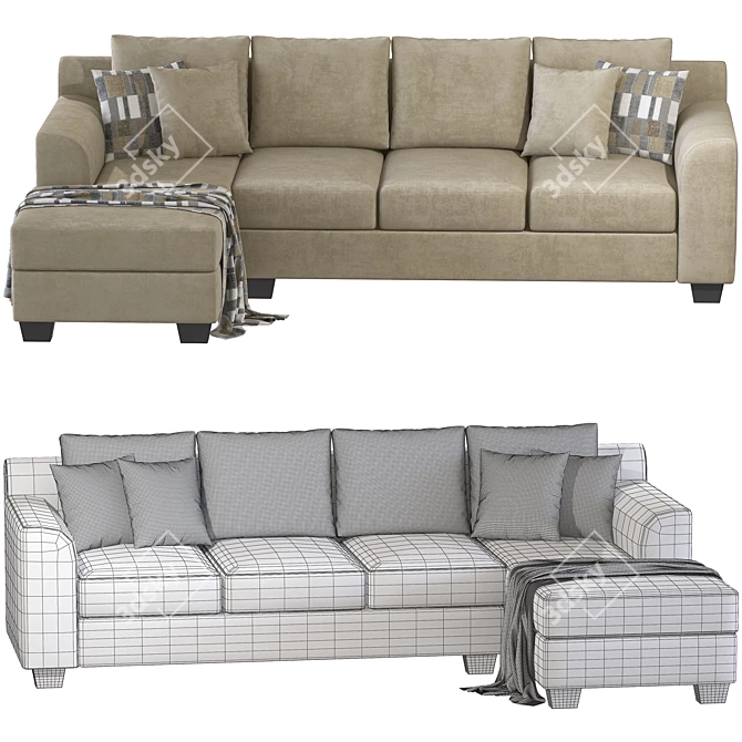 Ardsley Pewter 3-Piece Sectional 3D model image 7