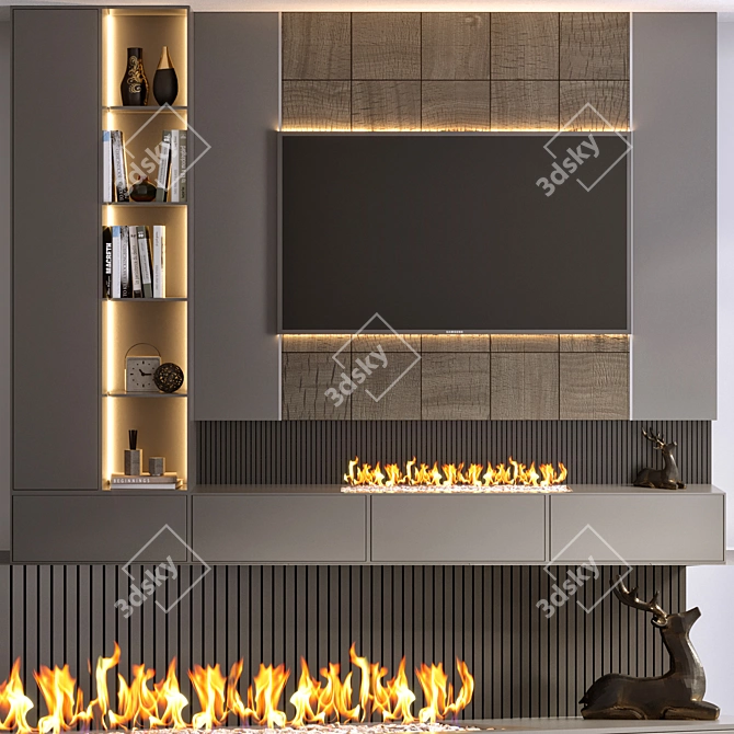 Contemporary TV Wall Panel 3D model image 1