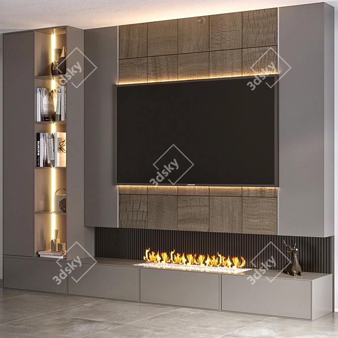 Contemporary TV Wall Panel 3D model image 2