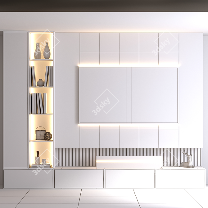Contemporary TV Wall Panel 3D model image 4