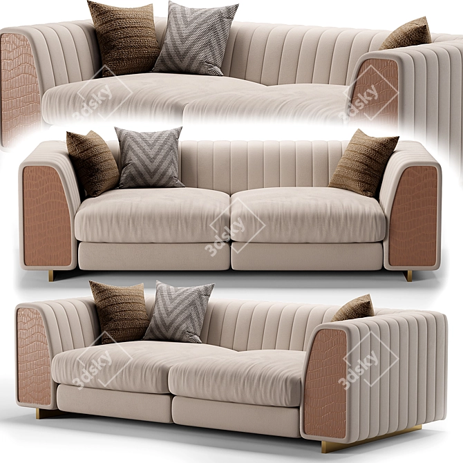 Elegant Fabric 2-Seater Sofa 3D model image 1