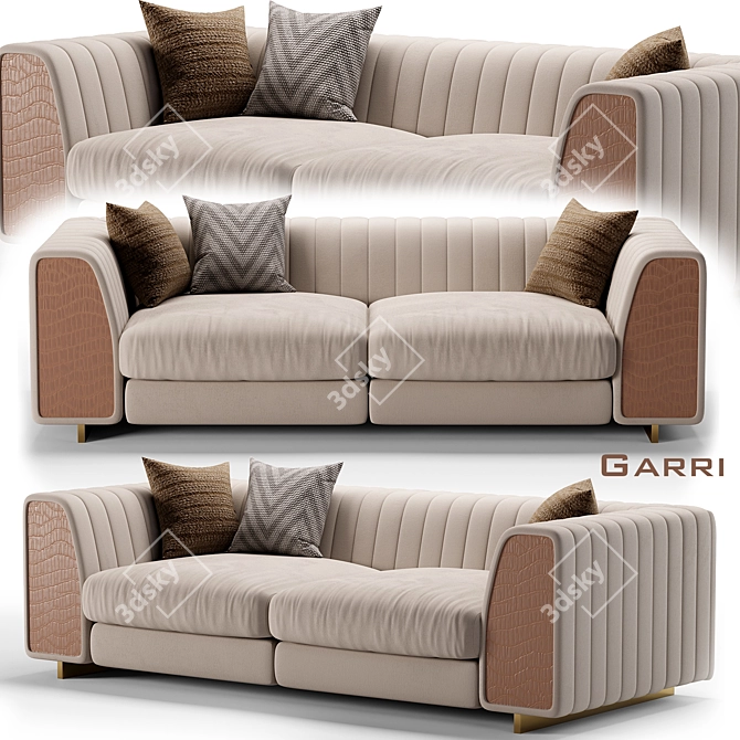 Elegant Fabric 2-Seater Sofa 3D model image 2