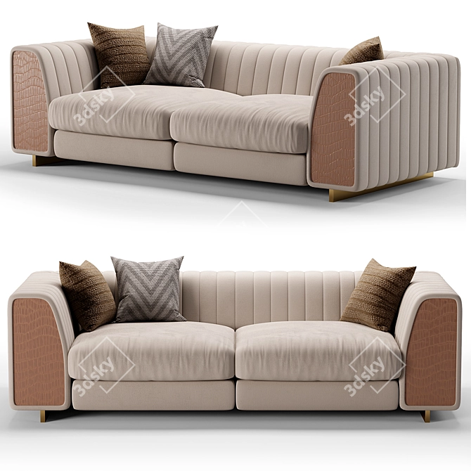 Elegant Fabric 2-Seater Sofa 3D model image 3