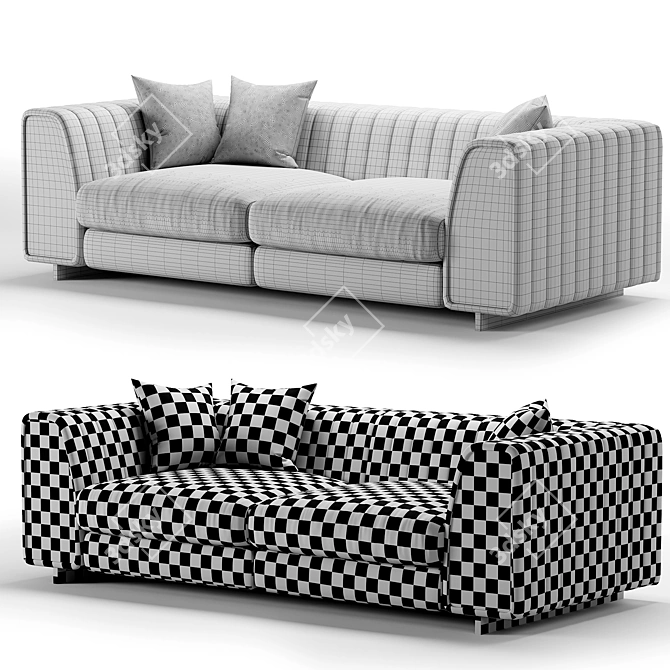 Elegant Fabric 2-Seater Sofa 3D model image 4