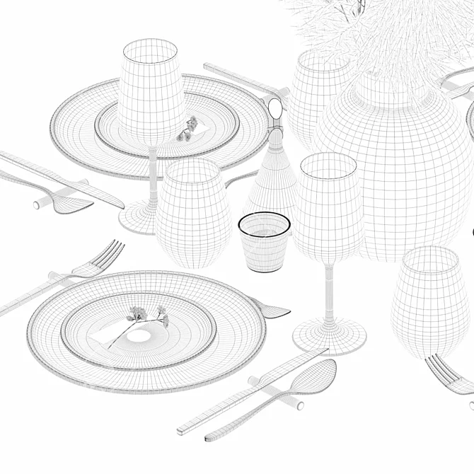 Modern Tableware Set: High-Quality 3D Model 3D model image 7