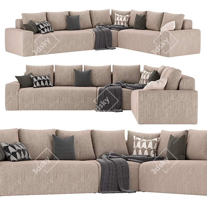 Laskasas Corner Sofa: Modern Elegance for Your Space 3D model image 1