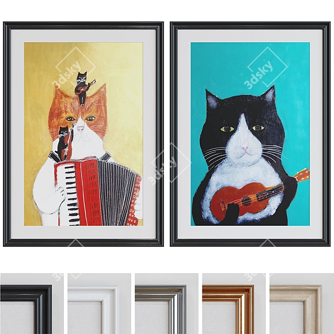 Musical Cats Picture Frame Set 3D model image 1