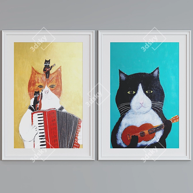 Musical Cats Picture Frame Set 3D model image 2