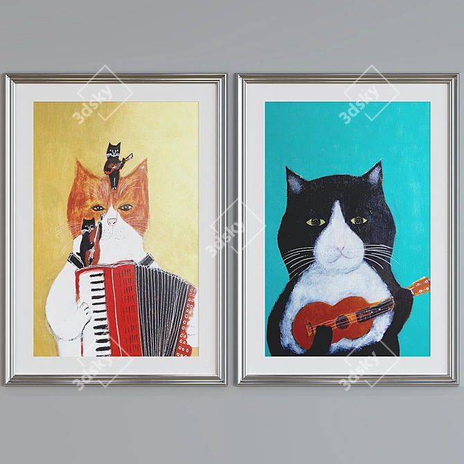 Musical Cats Picture Frame Set 3D model image 3