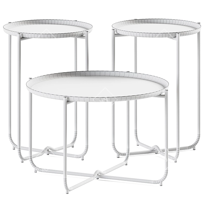 Sleek Metal Coffee Table 3D model image 2