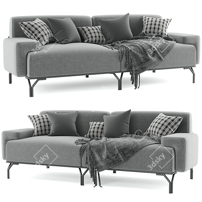 Summit Standard Sofa: Modern 2-Seater in Fabric 3D model image 1