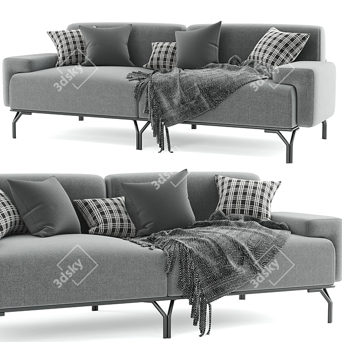 Summit Standard Sofa: Modern 2-Seater in Fabric 3D model image 2