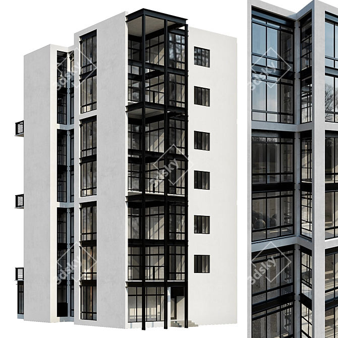 Modern Residential Building Design 3D model image 1