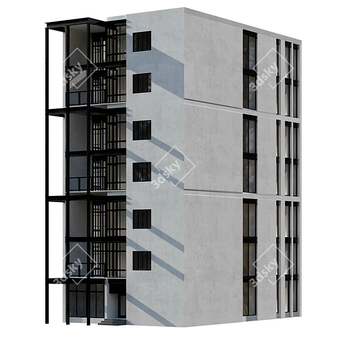 Modern Residential Building Design 3D model image 5