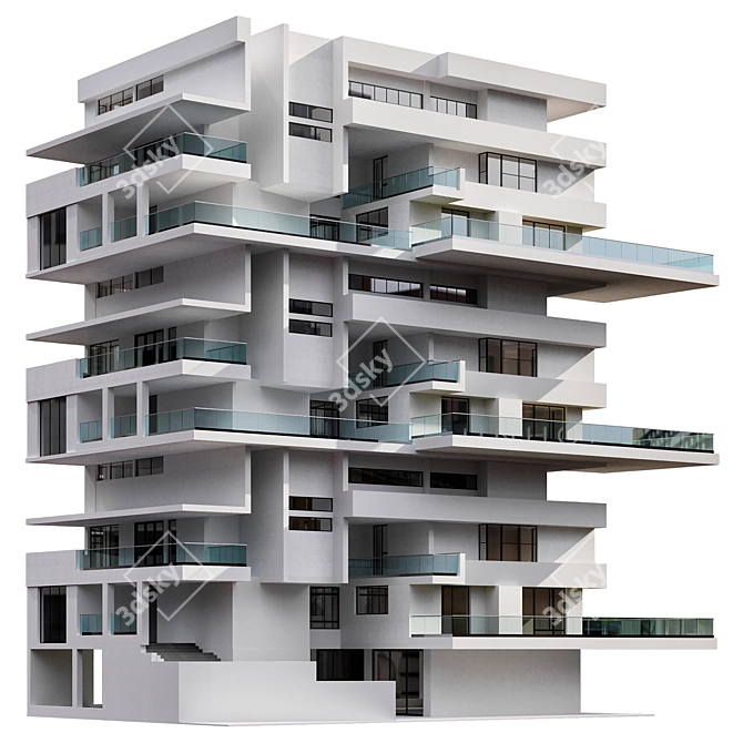 Modern Residential Building Design 3D model image 5