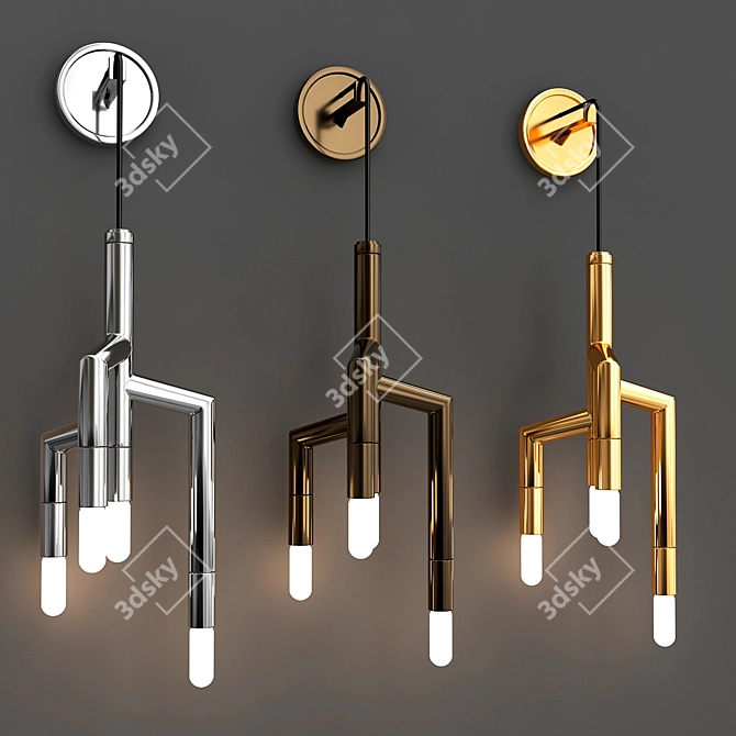 Elegant Rameau Sconce 3D model image 1