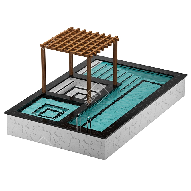 Ultimate Oasis: Pool, Gazebo, Jacuzzi 3D model image 1