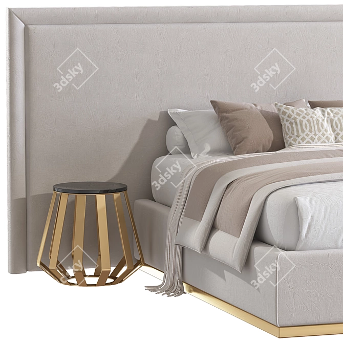Modern Double Bed - 80 Inches 3D model image 4