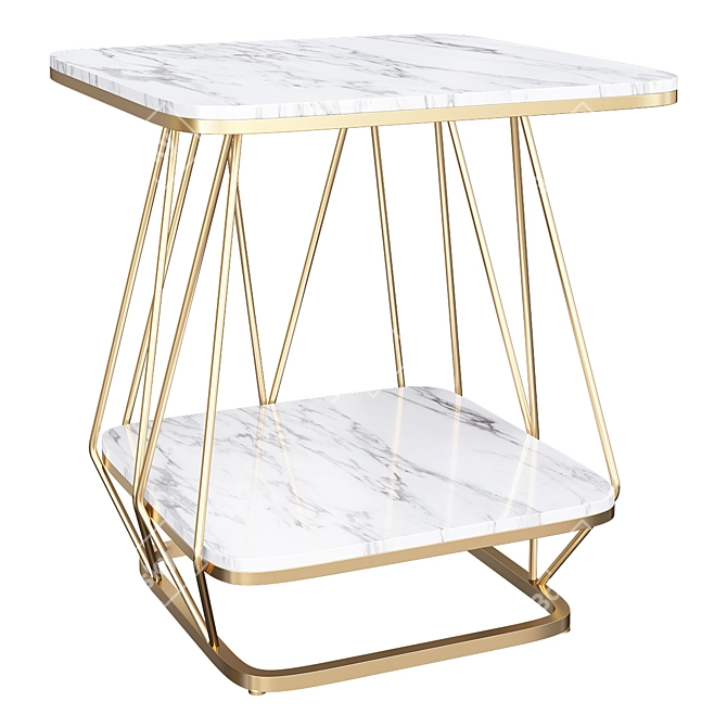 Loft-Style Corner Table with Shelf 3D model image 1