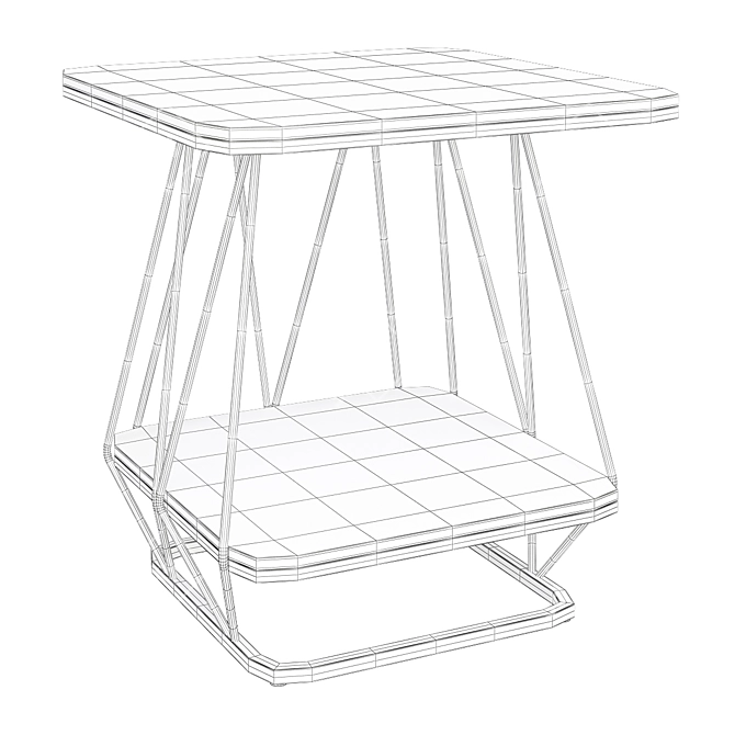 Loft-Style Corner Table with Shelf 3D model image 2