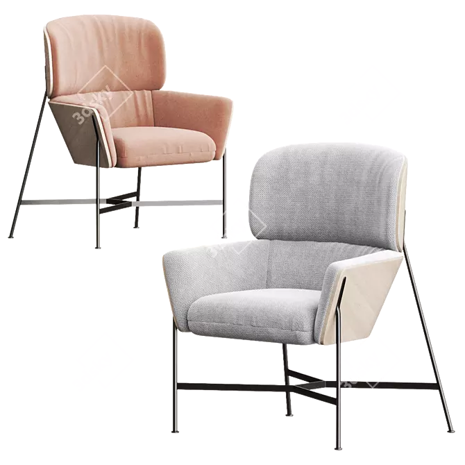 CARISTO Fabric Armchair: Modern Elegance for Your Space 3D model image 4