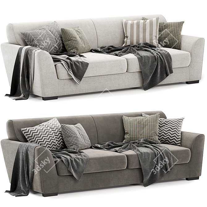 Elegant Malmaison 4 Seater Sofa 3D model image 1