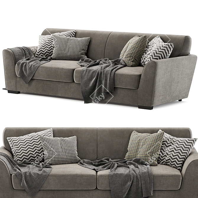 Elegant Malmaison 4 Seater Sofa 3D model image 2