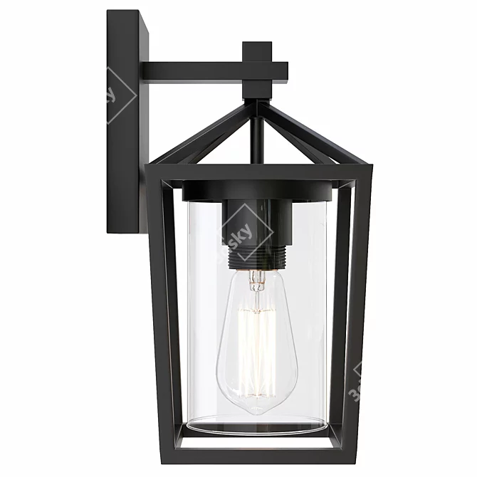 Elegant Black Outdoor Wall Lantern 3D model image 2