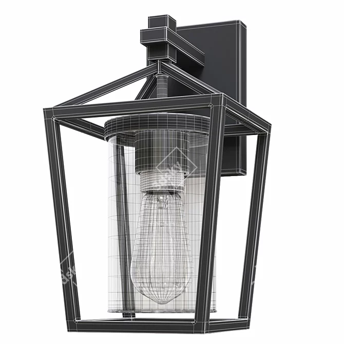 Elegant Black Outdoor Wall Lantern 3D model image 3