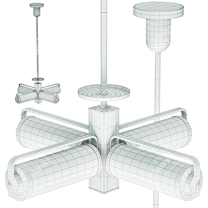 Title: Czechoslovak Chrome Pendant Chandelier 3D model image 3