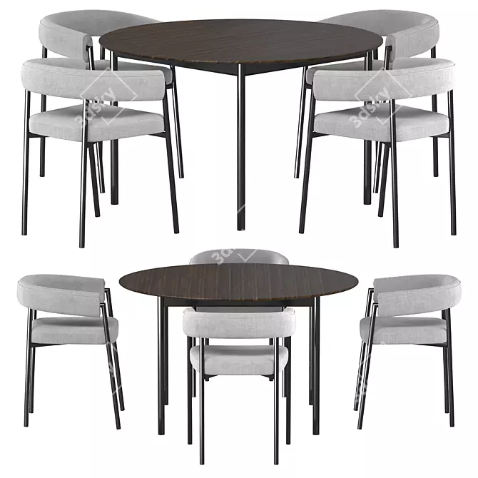 Latina Round Dining Table Set 3D model image 1