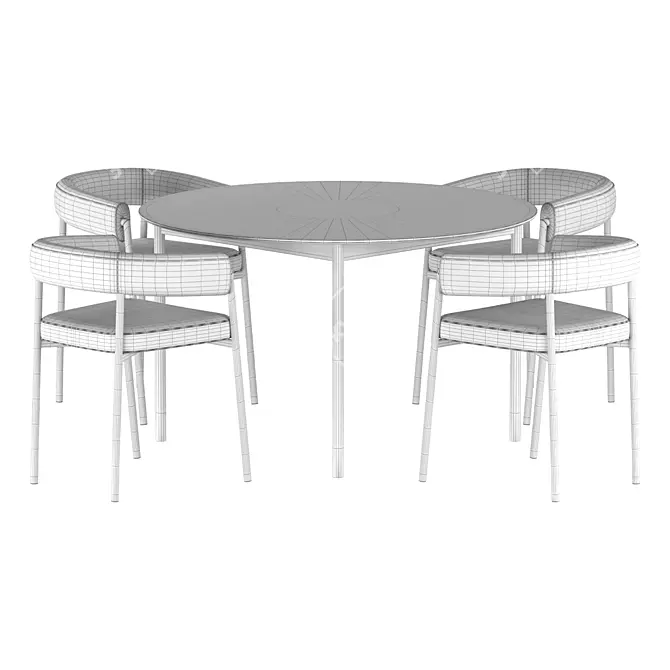 Latina Round Dining Table Set 3D model image 3