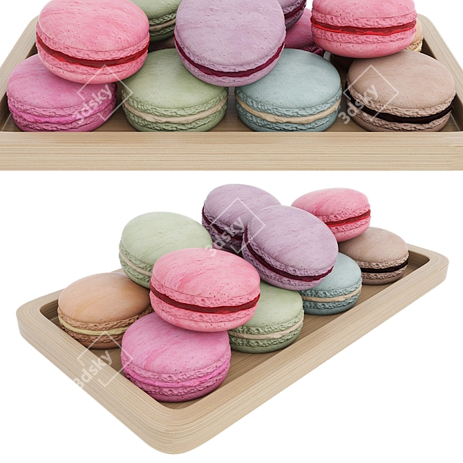 Elegant Macaroon Tray: Realistic 3D Model 3D model image 1