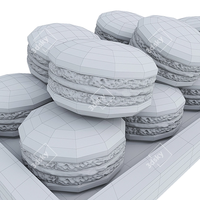 Elegant Macaroon Tray: Realistic 3D Model 3D model image 6