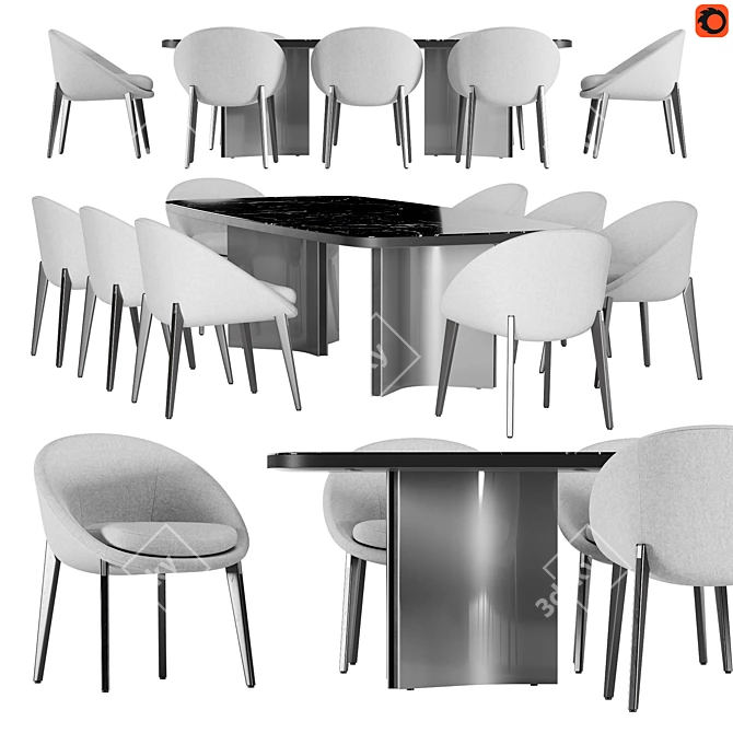 Elegant Minotti Dining Set 3D model image 1