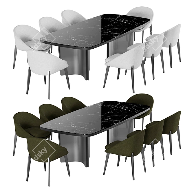 Elegant Minotti Dining Set 3D model image 2