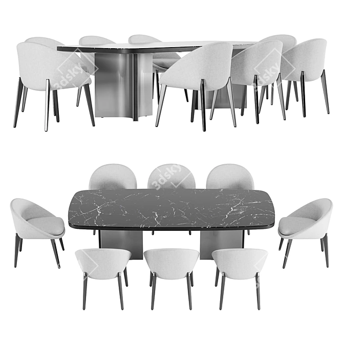 Elegant Minotti Dining Set 3D model image 3