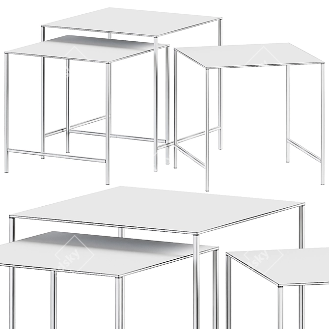 Hübsch Duo Tables: Sleek and Stylish Side Table Set 3D model image 2