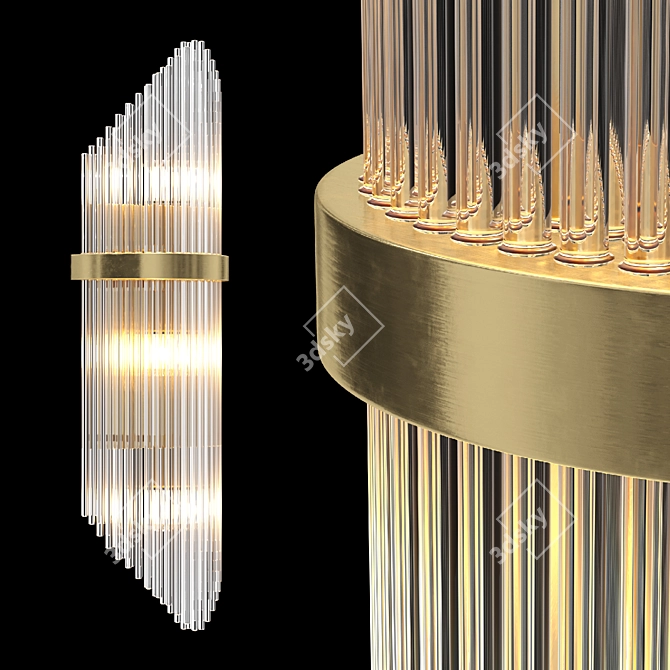 Golden Crystal Wall Sconce: Art Deco Elegance 3D model image 1