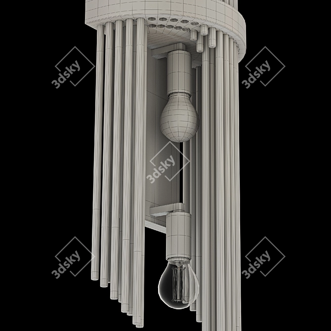 Golden Crystal Wall Sconce: Art Deco Elegance 3D model image 3