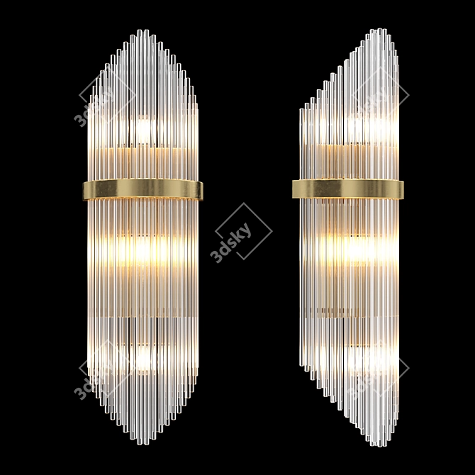 Golden Crystal Wall Sconce: Art Deco Elegance 3D model image 4