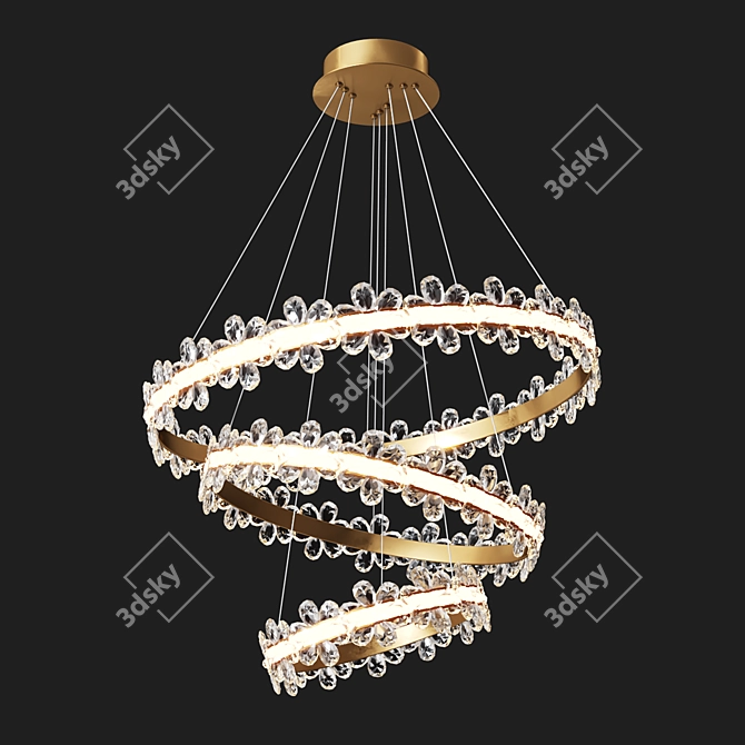 Elegant Nordic Crystal Chandelier 3D model image 2