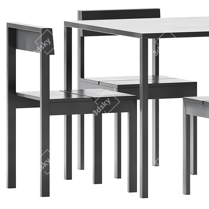 Elegant Iron Table with Na Xemena Chair 3D model image 2