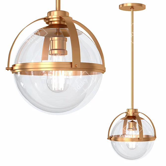 Industrial Banded Pendant Light 3D model image 1