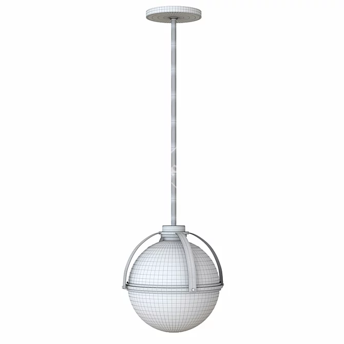 Industrial Banded Pendant Light 3D model image 2