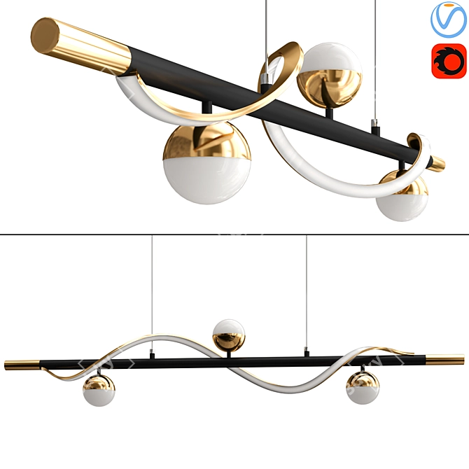 Contemporary Bubble Light Chandelier 3D model image 1