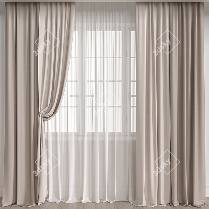 Elegant Vray Curtain With 58,915 Polys 3D model image 1