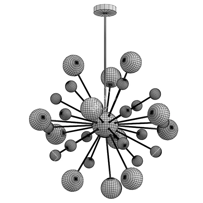 Luxury Nordic Gold Sputnik Chandelier 3D model image 2