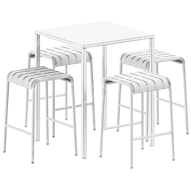 Iron High Table & Easy High Stool Set | Outdoor Furniture 3D model image 2